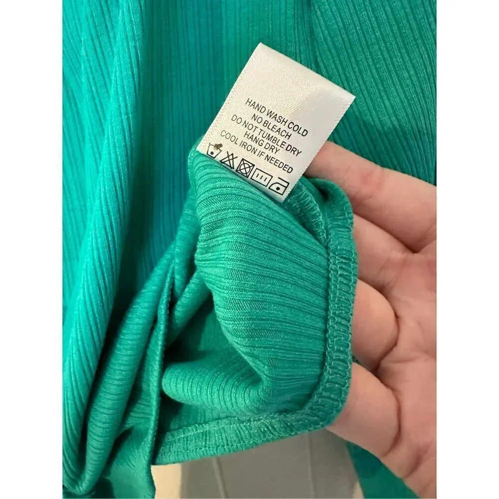 Lovers + Friends Ludrow Turquoise Long Sleeve Cropped Wrap Top Women’s Size L